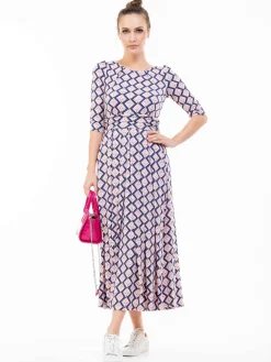 Jolie Moi Occasion Dresses|Weekend Casuals-Pauline Sleeved Maxi Dress, Pink Birds