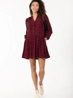 Jolie Moi Occasion Dresses|Shirt Dresses-Penele Printed Viscose Shirt Dress, Red Animal