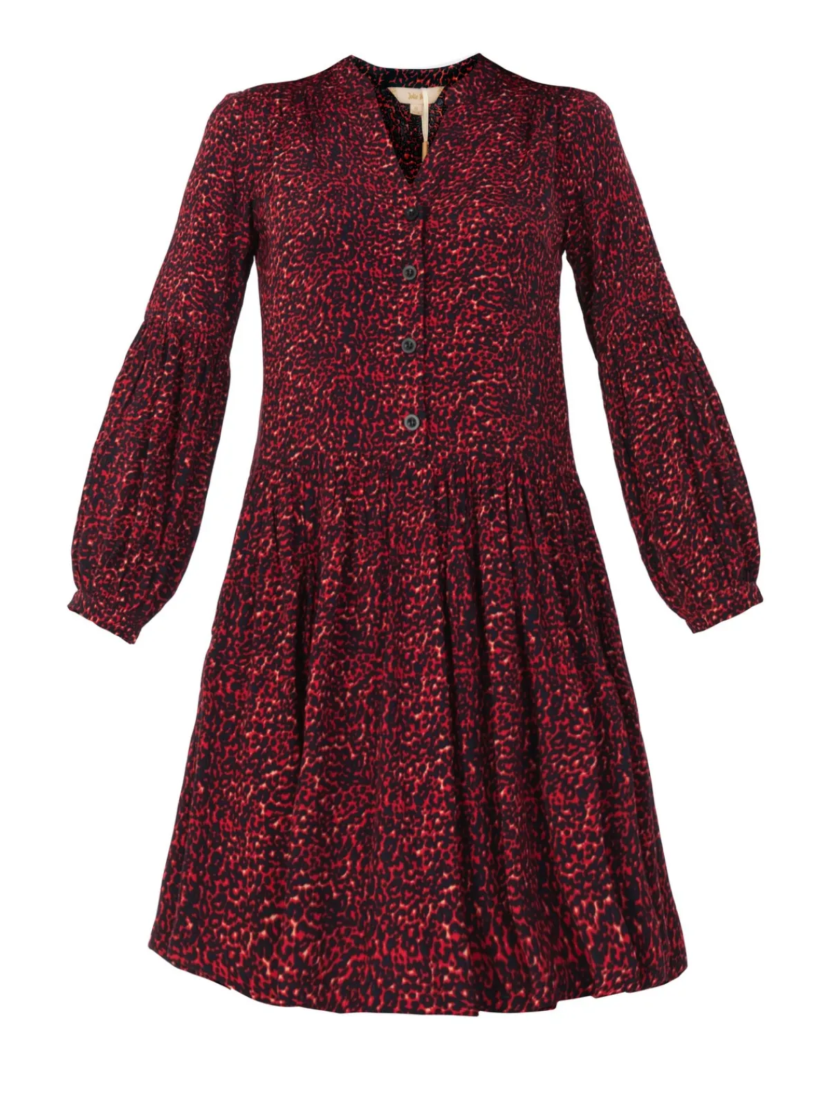 Jolie Moi Occasion Dresses|Shirt Dresses-Penele Printed Viscose Shirt Dress, Red Animal