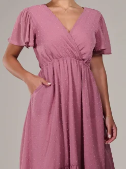 Jolie Moi Occasion Dresses-Petite High-Low Midaxi Dress, Dusty Pink