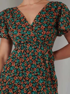 Jolie Moi Occasion Dresses|Floral Dresses-Petite Midaxi Dress, Black Multi