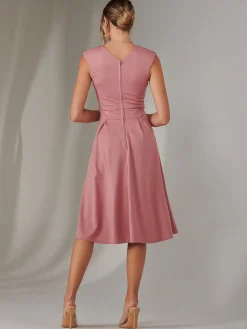 Jolie Moi Occasion Dresses|Sleeveless Dresses-Plain Sleeveless Midi Dress, Dusty Pink