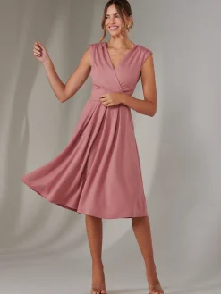 Jolie Moi Occasion Dresses|Sleeveless Dresses-Plain Sleeveless Midi Dress, Dusty Pink