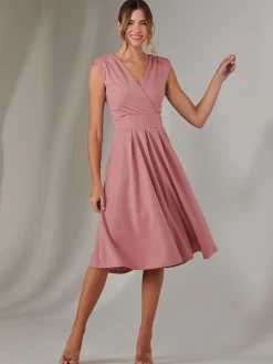 Jolie Moi Occasion Dresses|Sleeveless Dresses-Plain Sleeveless Midi Dress, Dusty Pink