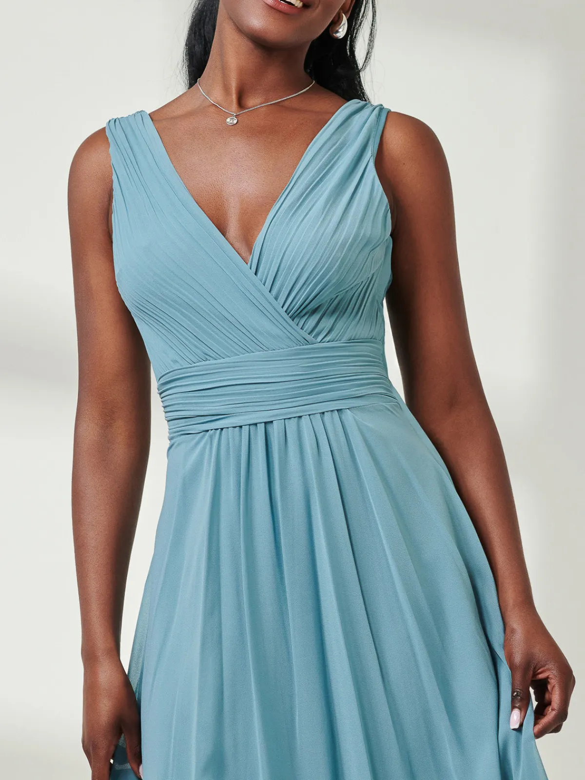 Jolie Moi Occasion Dresses|Party Dresses-Pleated Bodice Chiffon Maxi Dress, Dusty Green