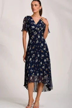 Jolie Moi Occasion Dresses|Maxi Dresses-Pleated Chiffon Maxi Dress, Floral Multi