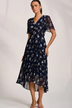 Jolie Moi Occasion Dresses|Maxi Dresses-Pleated Chiffon Maxi Dress, Floral Multi