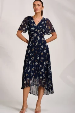 Jolie Moi Occasion Dresses|Maxi Dresses-Pleated Chiffon Maxi Dress, Floral Multi