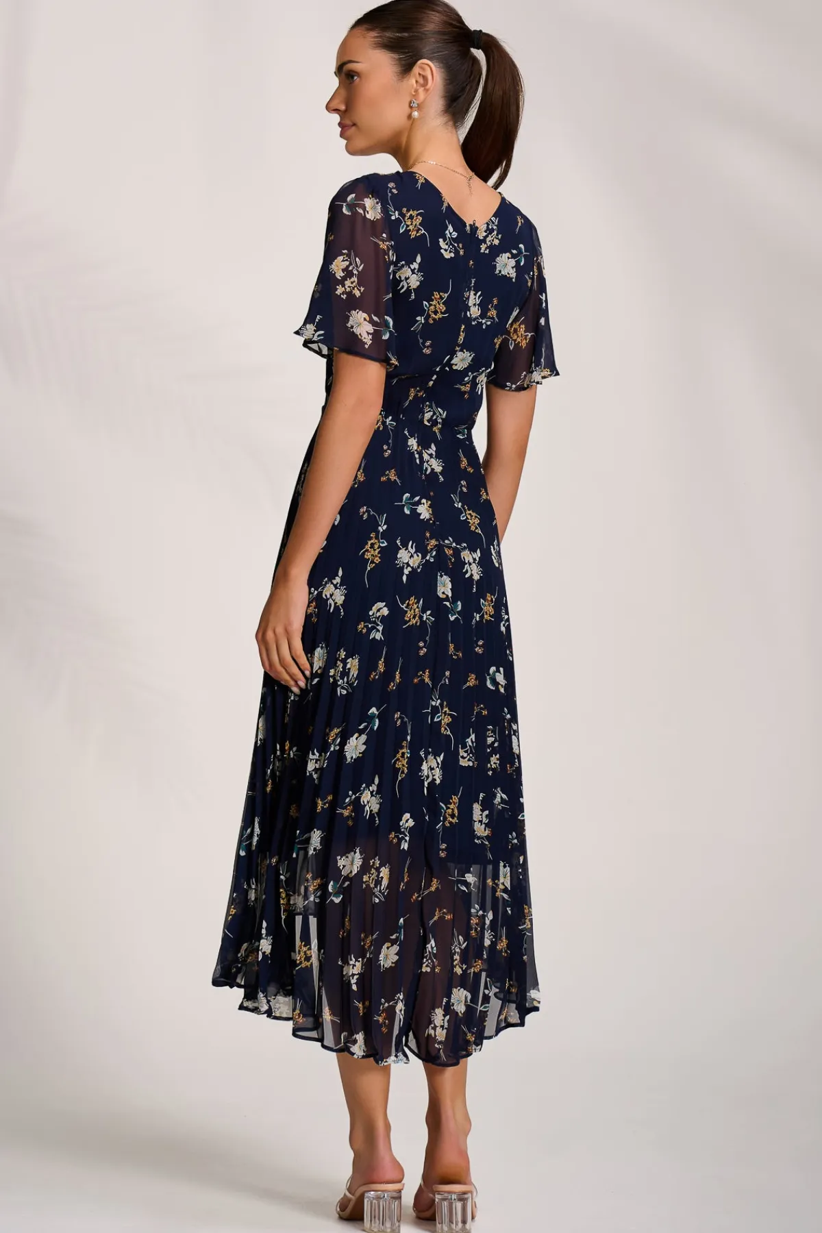 Jolie Moi Occasion Dresses|Maxi Dresses-Pleated Chiffon Maxi Dress, Floral Multi