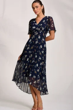 Jolie Moi Occasion Dresses|Maxi Dresses-Pleated Chiffon Maxi Dress, Floral Multi