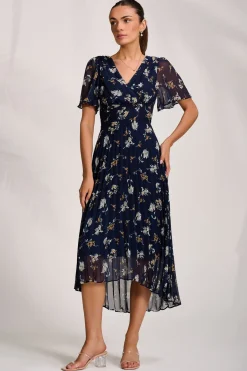 Jolie Moi Occasion Dresses|Maxi Dresses-Pleated Chiffon Maxi Dress, Floral Multi