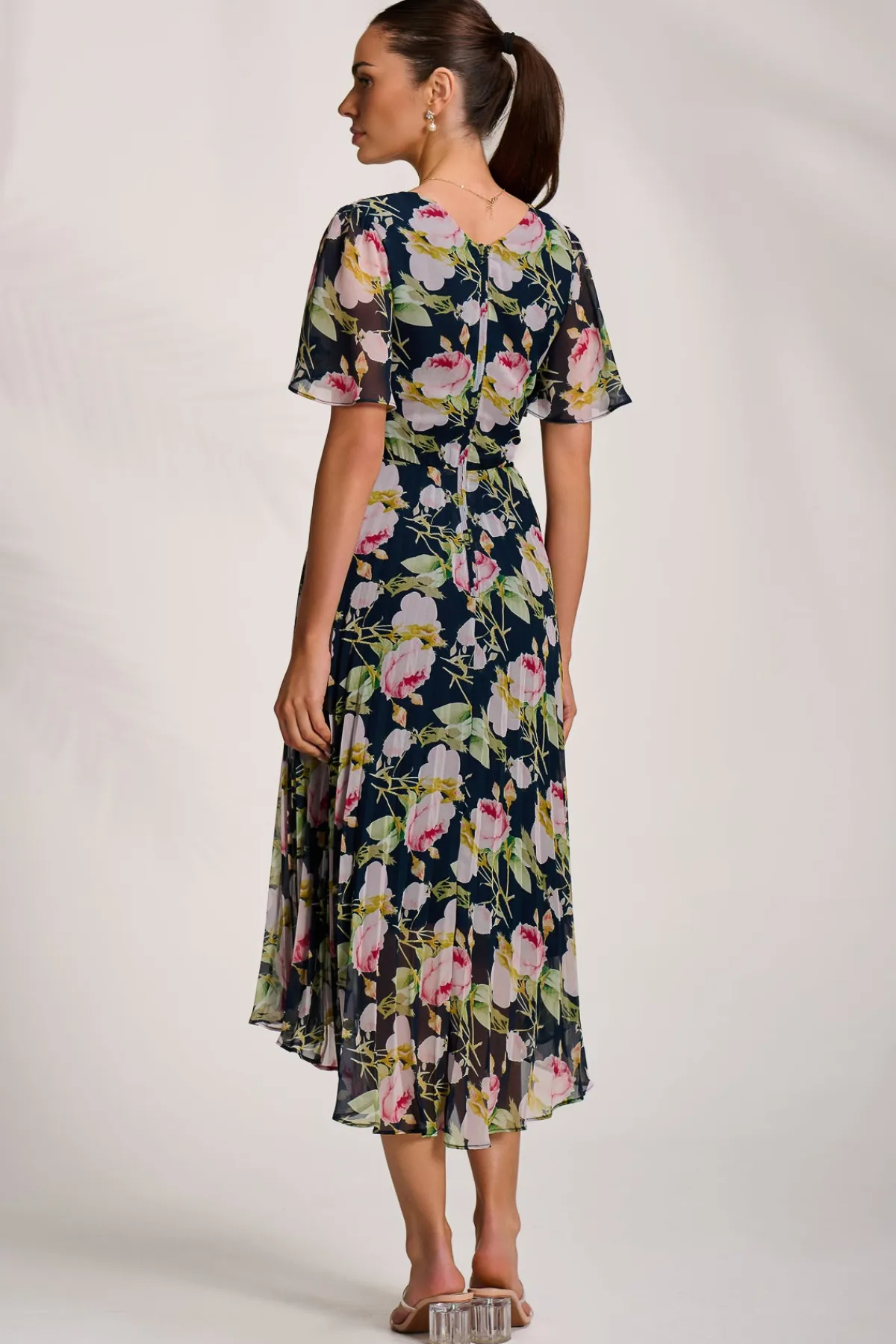 Jolie Moi Occasion Dresses|Maxi Dresses-Pleated Chiffon Maxi Dress, Pink Rose