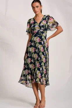 Jolie Moi Occasion Dresses|Maxi Dresses-Pleated Chiffon Maxi Dress, Pink Rose