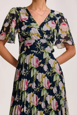 Jolie Moi Occasion Dresses|Maxi Dresses-Pleated Chiffon Maxi Dress, Pink Rose
