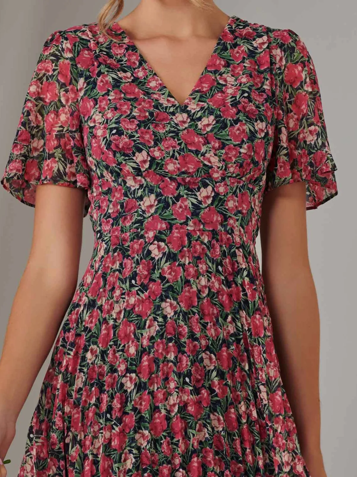 Jolie Moi Occasion Dresses|Floral Dresses- Pleated Midaxi Dress Pink Floral