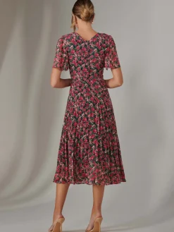 Jolie Moi Occasion Dresses|Floral Dresses- Pleated Midaxi Dress Pink Floral