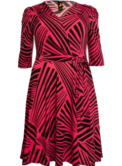Jolie Moi Occasion Dresses|Weekend Casuals-Plus Size Twist Front Maxi Dress, Pink Geo