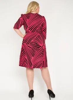 Jolie Moi Occasion Dresses|Weekend Casuals-Plus Size Twist Front Maxi Dress, Pink Geo