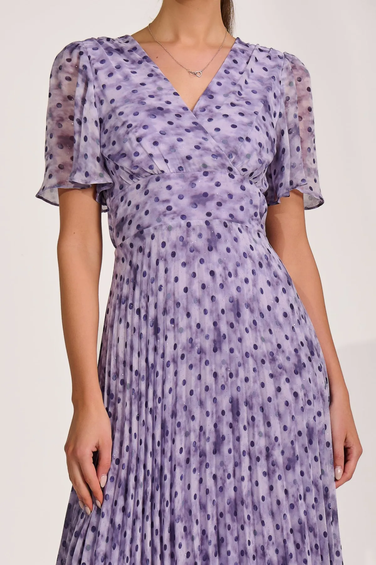 Jolie Moi Occasion Dresses|Maxi Dresses-Printed Chiffon Glitter Maxi Dress, Blue Spot
