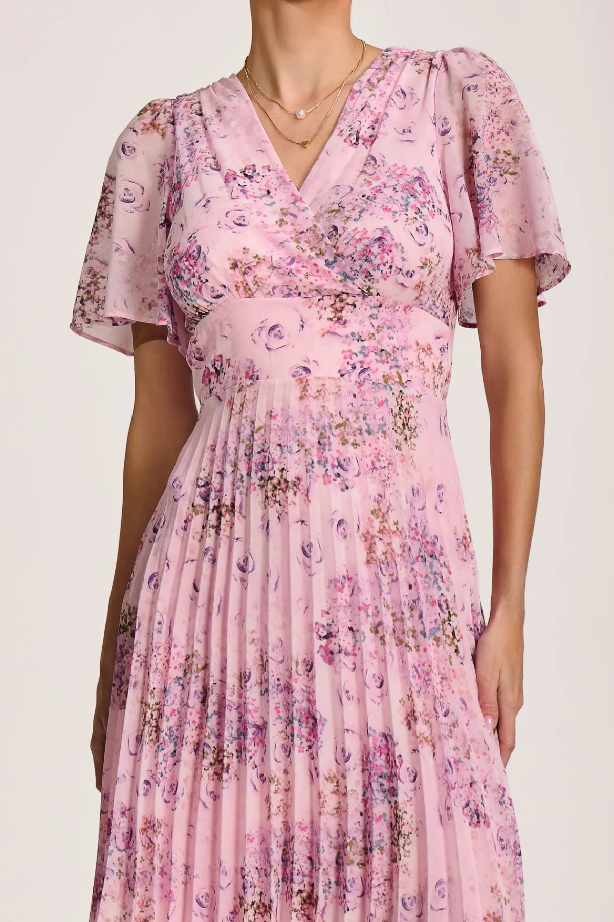 Jolie Moi Occasion Dresses|Mother Of The Bride-Printed Chiffon Pleated Maxi Dress, Pink Floral