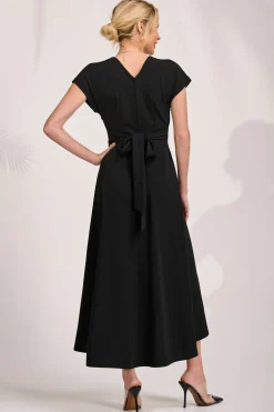 Jolie Moi Occasion Dresses|Maxi Dresses-Printed Scuba Dipped Hem Maxi Dress, Black