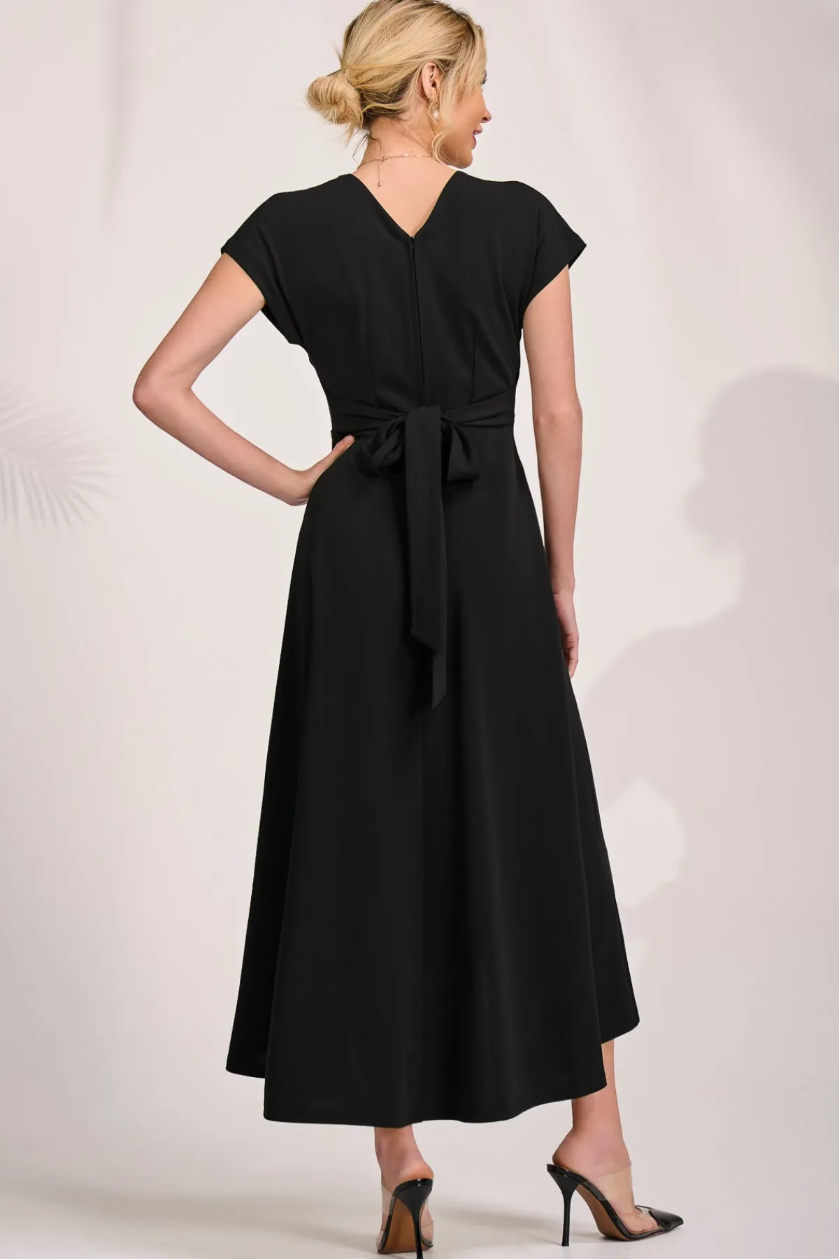 Jolie Moi Occasion Dresses|Maxi Dresses-Printed Scuba Dipped Hem Maxi Dress, Black