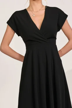 Jolie Moi Occasion Dresses|Maxi Dresses-Printed Scuba Dipped Hem Maxi Dress, Black