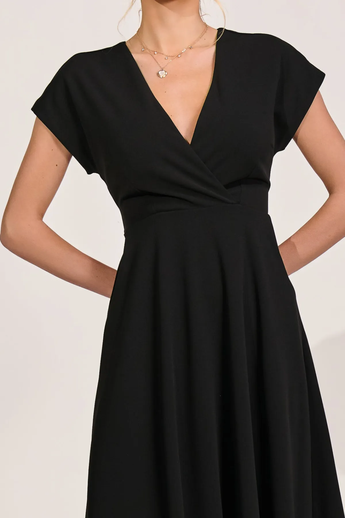 Jolie Moi Occasion Dresses|Maxi Dresses-Printed Scuba Dipped Hem Maxi Dress, Black