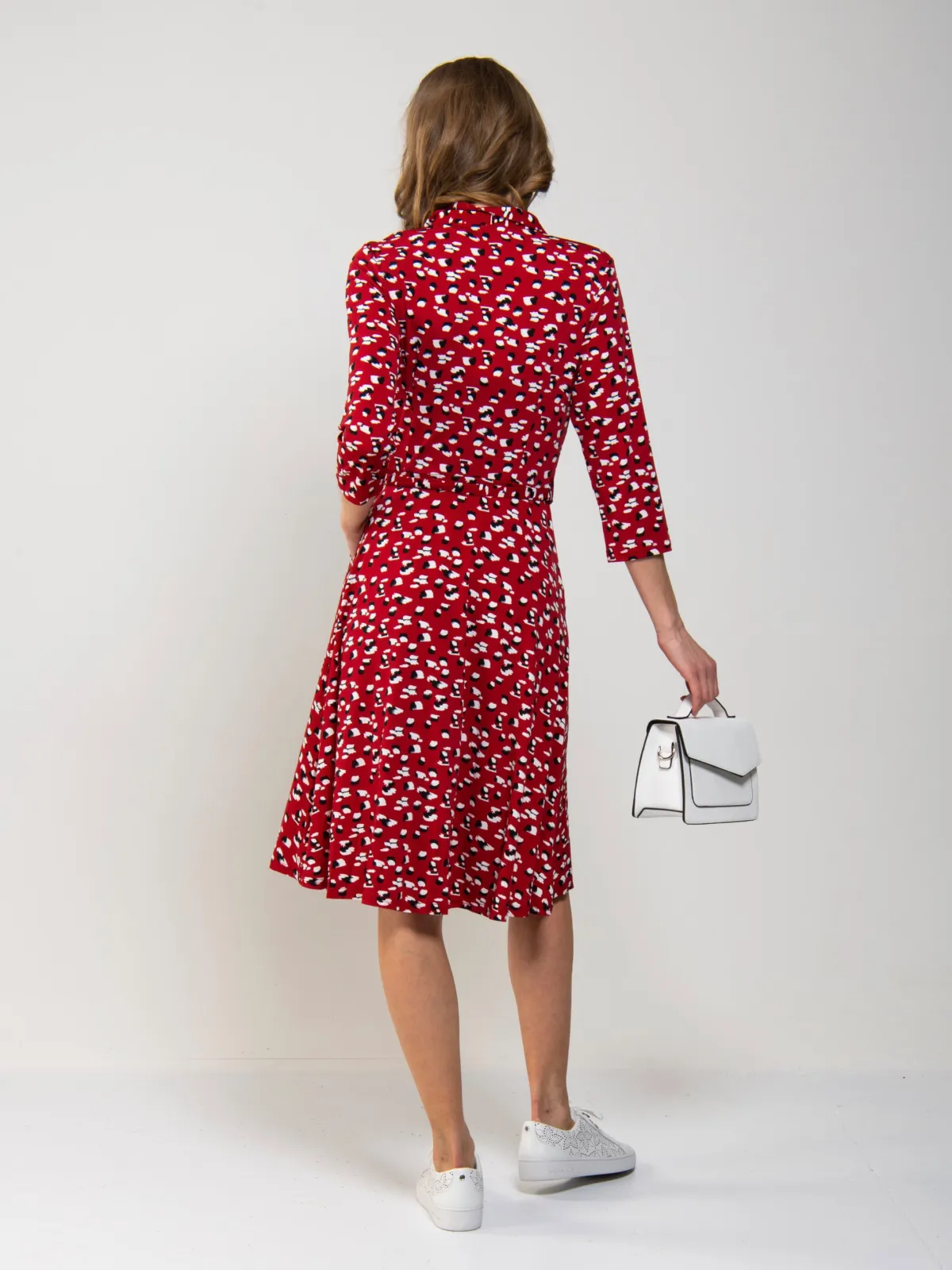 Jolie Moi Occasion Dresses|Weekend Casuals-Printed Shirt Jersey Dress, Red Animal