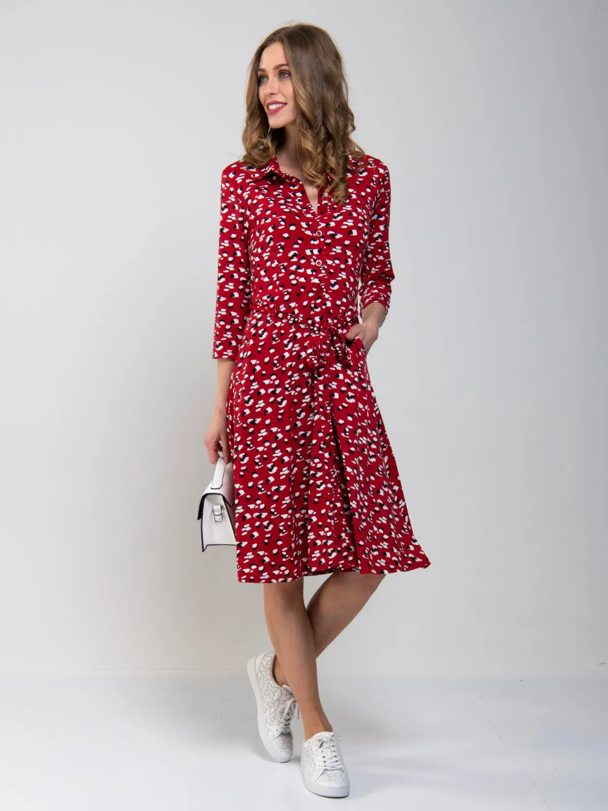 Jolie Moi Occasion Dresses|Weekend Casuals-Printed Shirt Jersey Dress, Red Animal