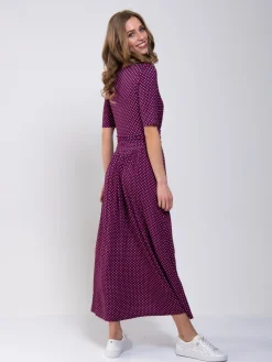 Jolie Moi Occasion Dresses|Jersey Dresses-Printed Viscose Crossover Maxi Dress, Pink Geo