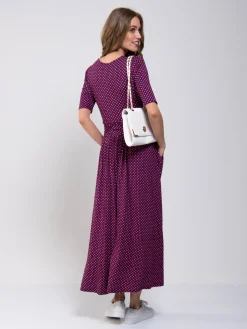 Jolie Moi Occasion Dresses|Jersey Dresses-Printed Viscose Crossover Maxi Dress, Pink Geo
