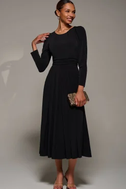 Jolie Moi Occasion Dresses|Jersey Dresses-Puff Long Sleeve Jersey Maxi Dress, Black