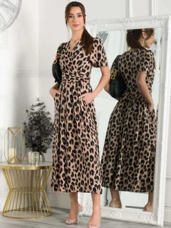 Jolie Moi Occasion Dresses|Jersey Dresses-Quaya Animal Print Jersey Maxi Dress, Pink Animal