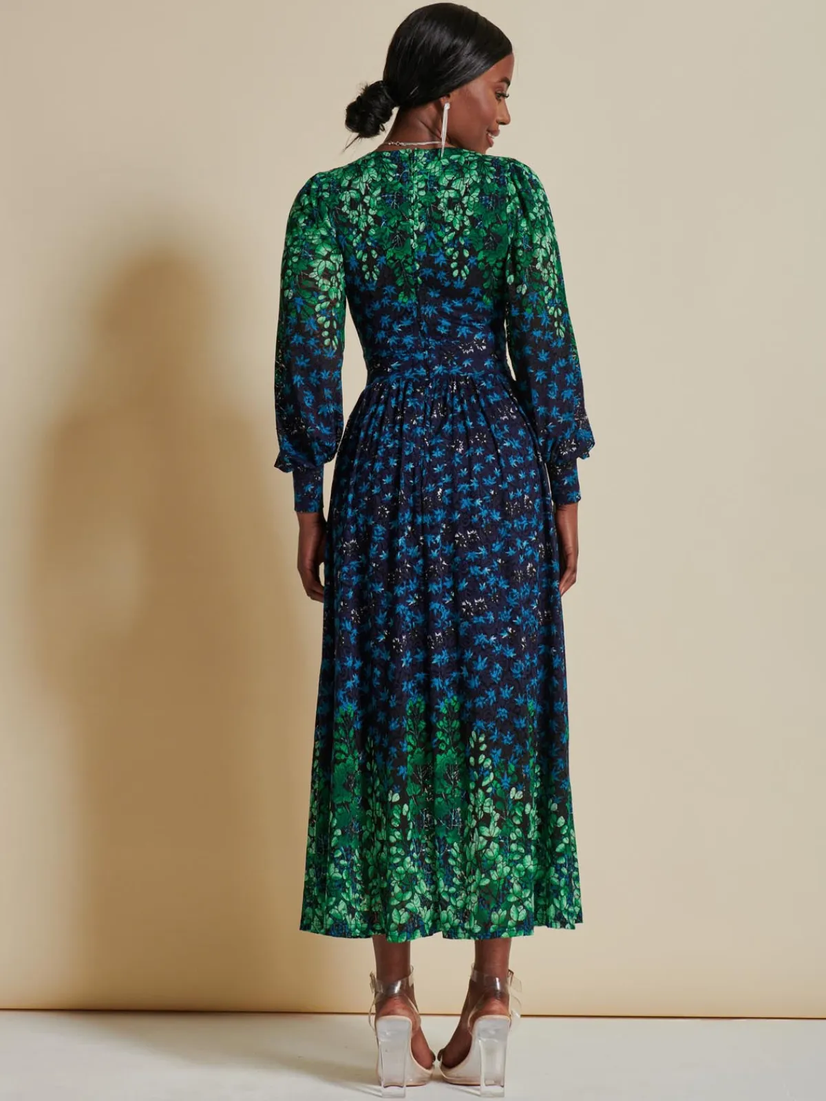 Jolie Moi Occasion Dresses|Signature Lace-Quiyn Symmetrical Print Lace Maxi Dress, Blue Multi