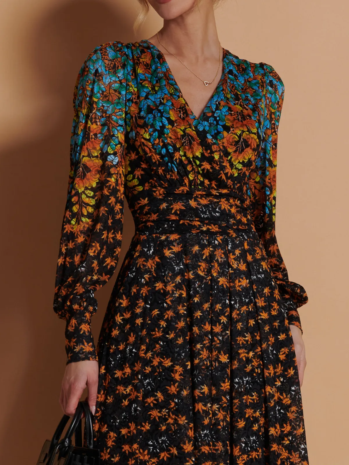 Jolie Moi Occasion Dresses|Signature Lace-Quiyn Symmetrical Print Lace Maxi Dress, Orange Multi
