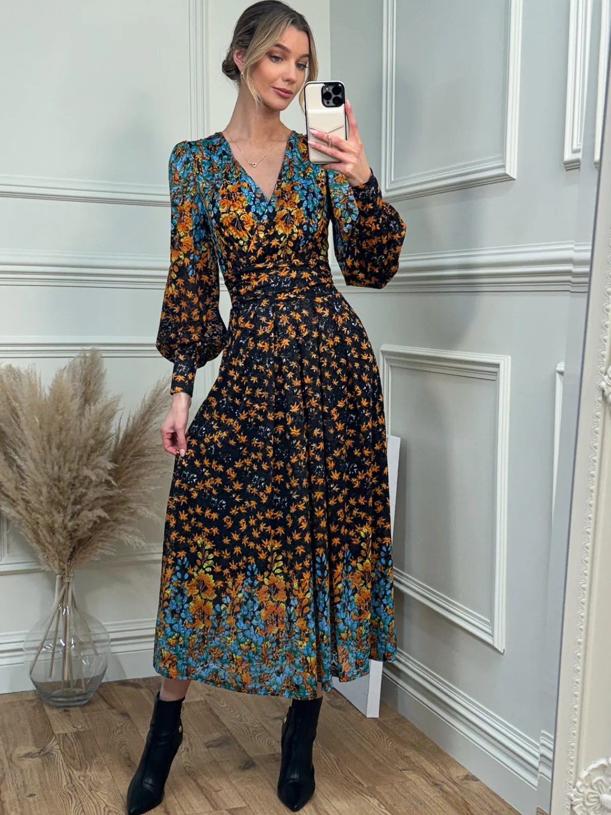 Jolie Moi Occasion Dresses|Signature Lace-Quiyn Symmetrical Print Lace Maxi Dress, Orange Multi