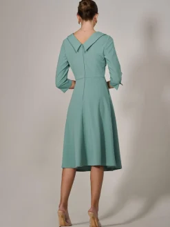 Jolie Moi Occasion Dresses|Race Day Dresses-Roll Collar Long Sleeve Midi Dress, Mint Green