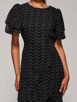 Jolie Moi Occasion Dresses-Ruffle Detail Chiffon Midaxi Dress, Black Heart