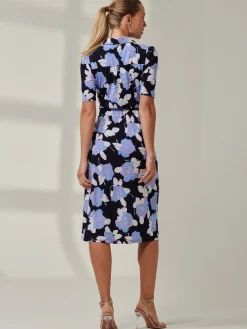 Jolie Moi Shirt Dresses|Weekend Casuals-Sample Sale - Floral Midi Shirt Dress, Blue Multi