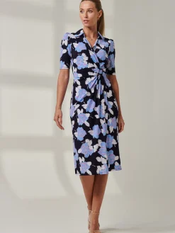 Jolie Moi Shirt Dresses|Weekend Casuals-Sample Sale - Floral Midi Shirt Dress, Blue Multi