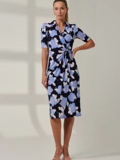 Jolie Moi Shirt Dresses|Weekend Casuals-Sample Sale - Floral Midi Shirt Dress, Blue Multi
