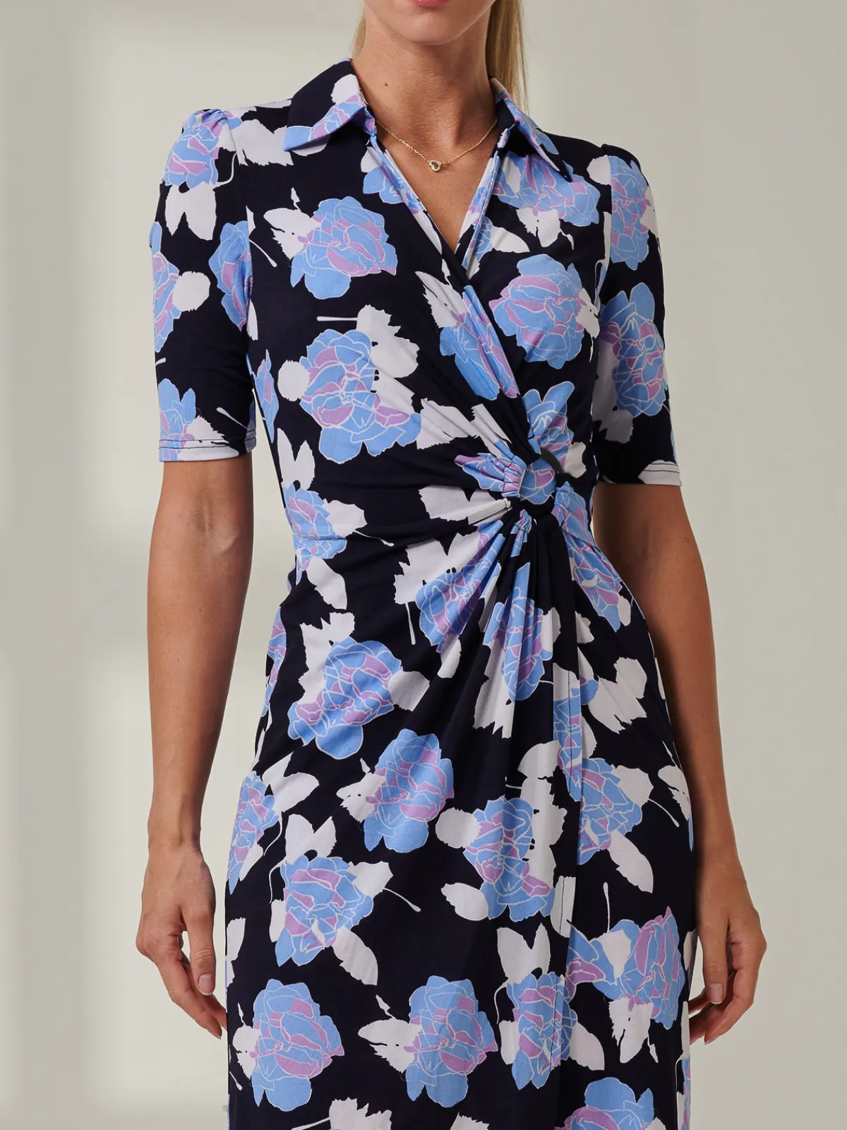 Jolie Moi Shirt Dresses|Weekend Casuals-Sample Sale - Floral Midi Shirt Dress, Blue Multi