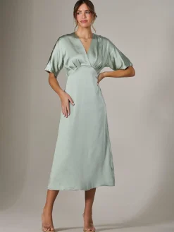 Jolie Moi Mother Of The Bride|Occasion Dresses-Satin A-Line Midaxi Dress, Green