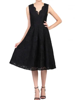 Jolie Moi Occasion Dresses|Signature Lace-Scalloped Lace Prom Bridesmaid Dress, Black