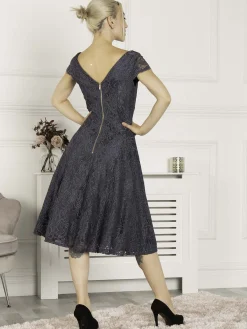 Jolie Moi Occasion Dresses|Mother Of The Bride-1950s Cap Sleeve Lace Prom Dress, Dark Grey