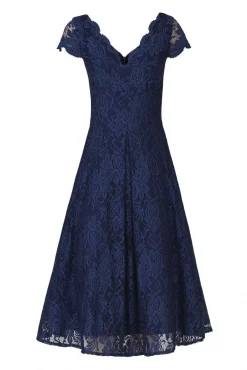 Jolie Moi Occasion Dresses|Mother Of The Bride-1950s Cap Sleeve Lace Prom Dress, Navy