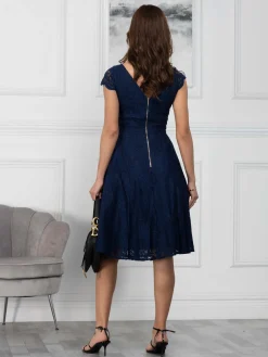 Jolie Moi Occasion Dresses|Mother Of The Bride-1950s Cap Sleeve Lace Prom Dress, Navy
