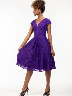 Jolie Moi Occasion Dresses|Mother Of The Bride-1950s Cap Sleeve Lace Prom Dress, Purple