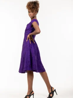 Jolie Moi Occasion Dresses|Mother Of The Bride-1950s Cap Sleeve Lace Prom Dress, Purple